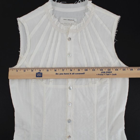 Gary Graham Sleeveless Dress 2006 Button Up Midi Pleated Vintage Cut High Neck S - Picture 14 of 16
